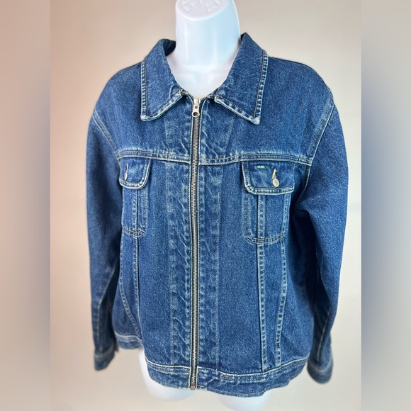 1990’S VINTAGE TOMMY HILFIGER DENIM JACKET – EMBROIDERED BACK PATCH - Picture 2 of 9